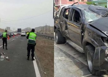 Tres mueren en choque entre camioneta y miniván en vía panamericana sur