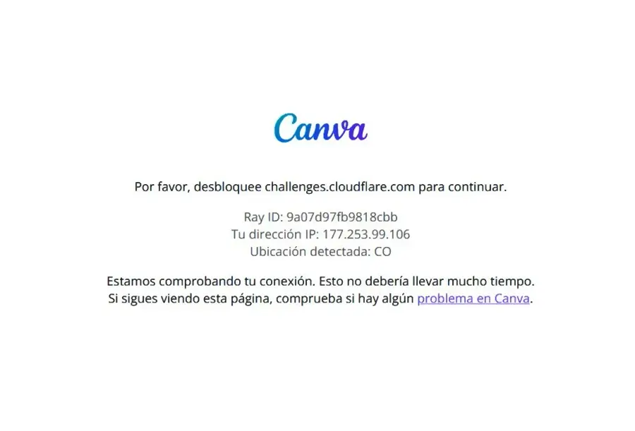 mostando el comunicado de canva luego de la caida de cloudflare