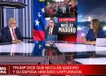 Transmisión en vivo de un noticiero con dos presentadores en estudio; en pantalla aparece un gráfico sobre la captura de un mandatario venezolano y una franja de “Última hora” con el titular que menciona que Trump afirma la captura del líder y su esposa