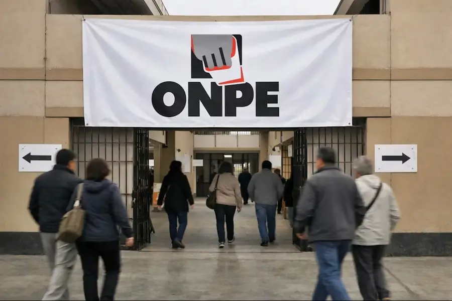 Ciudadanos ingresando a un local de votación de la ONPE durante las elecciones generales en Perú.