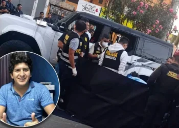 Empresario Jenss Lara y escena de investigación policial en Trujillo para nota de secuestro