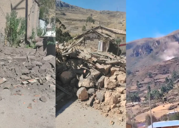 Casas colapsadas y deslizamientos de tierra en la región Junín después de un fuerte sismo