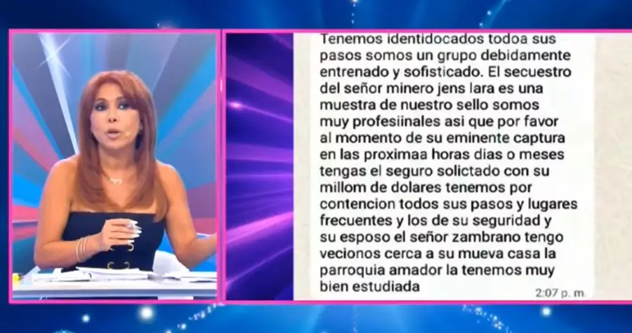 Magaly Medina recibe amenazas de secuestro y muestra mensajes intimidatorios