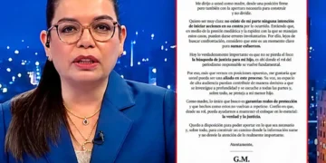 La periodista Milagros Leyva y el comunicado de una madre de familia en pantalla