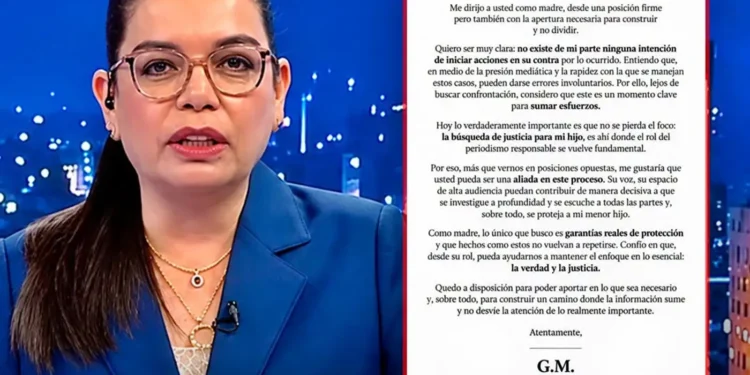 La periodista Milagros Leyva y el comunicado de una madre de familia en pantalla