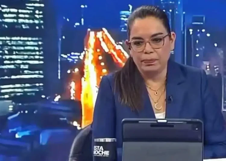 Milagros Leiva en programa de televisión durante emisión en vivo