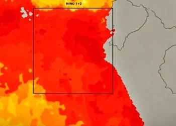 Mapa satelital de anomalía térmica del mar peruano y la región Niño 1+2 para nota de clima
