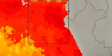 Mapa satelital de anomalía térmica del mar peruano y la región Niño 1+2 para nota de clima