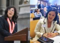Janet Tello y Keiko Fujimori en imágenes divididas