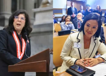 Janet Tello y Keiko Fujimori en imágenes divididas
