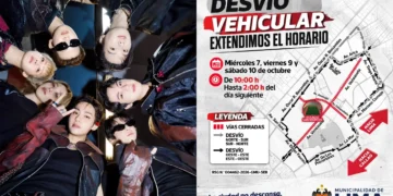Mapa oficial de desvíos vehiculares y calles cerradas en San Marcos por los conciertos de BTS en Lima.
