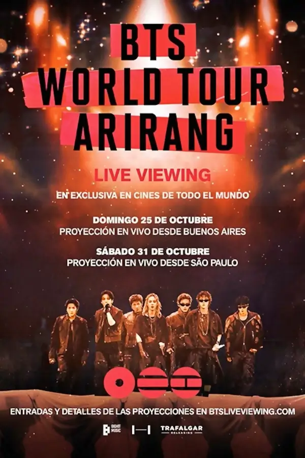 Poster promocional del concierto de BTS World Tour Arirang para las proyecciones en vivo en cines de Perú.
